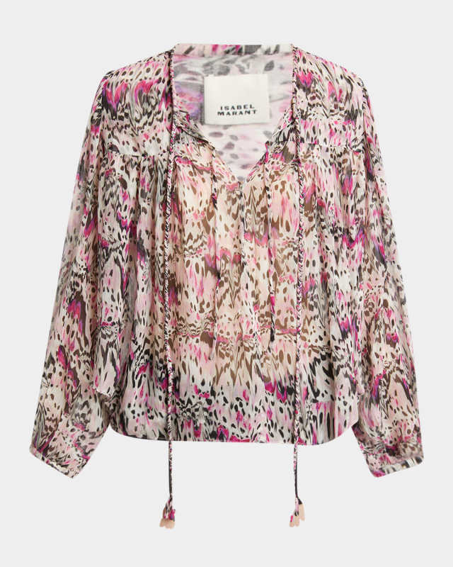 Ametissa Printed Drawcord Silk Top